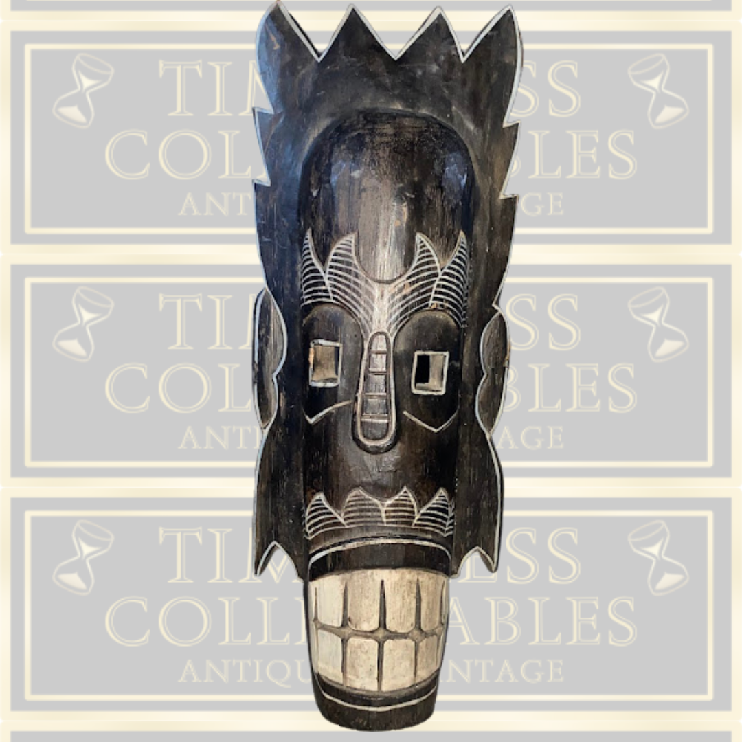 Vintage African Wooden Carved Masai Tribal Mask