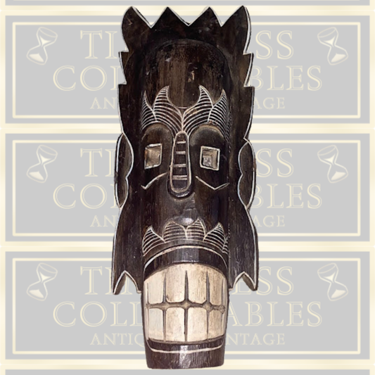 Vintage African Wooden Carved Masai Tribal Mask