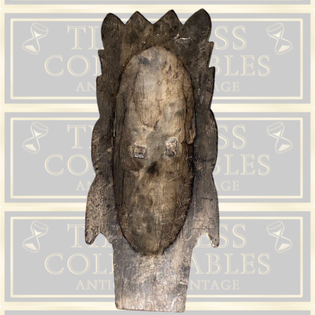 Vintage African Wooden Carved Masai Tribal Mask