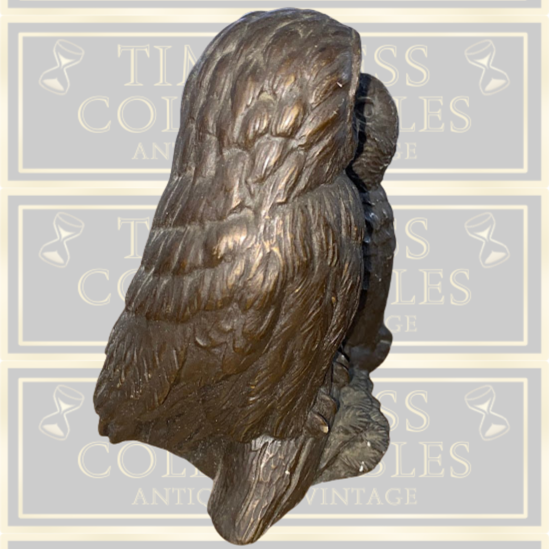 Vintage Menton Manor Cold Cast Bronze Owl & Owlet