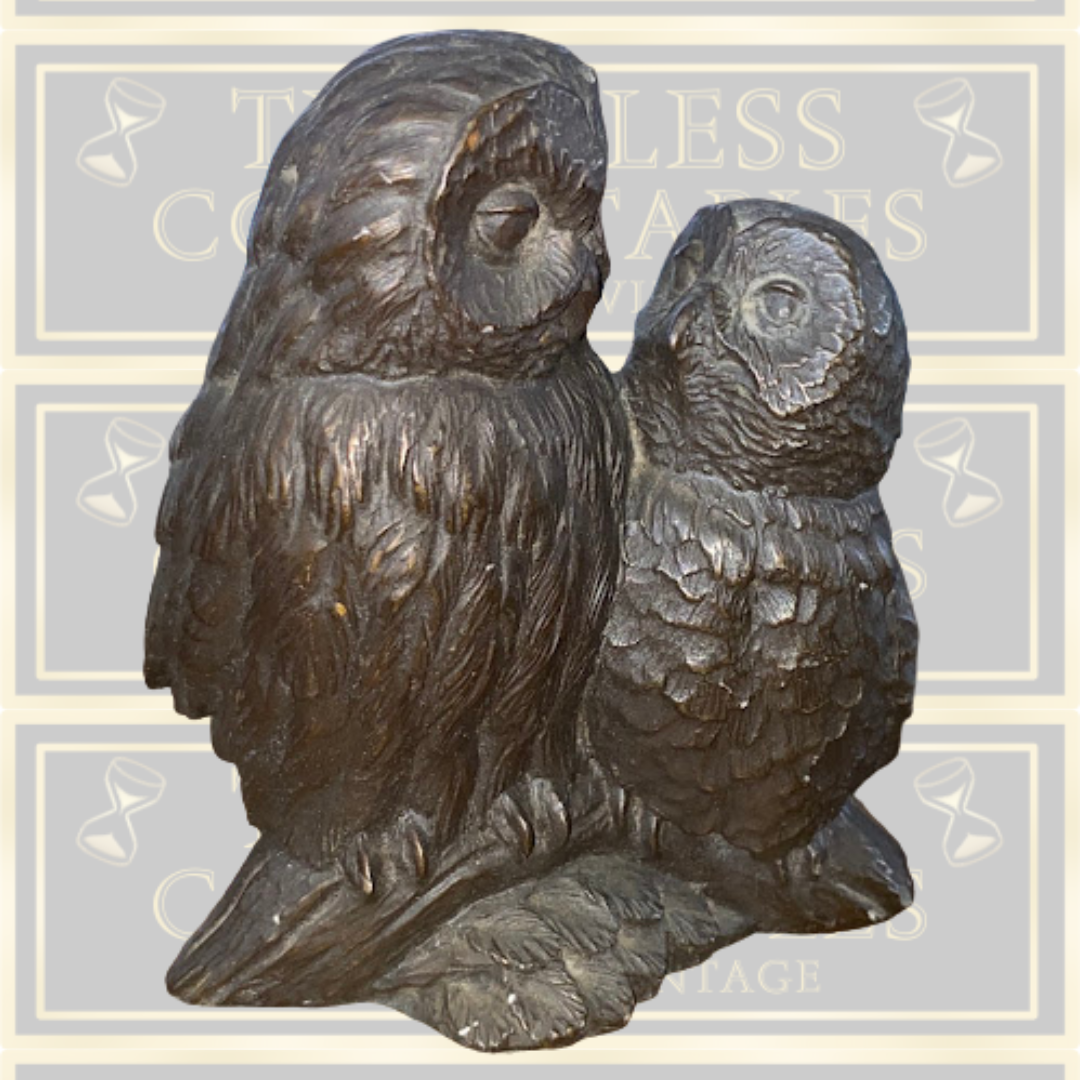 Vintage Menton Manor Cold Cast Bronze Owl & Owlet