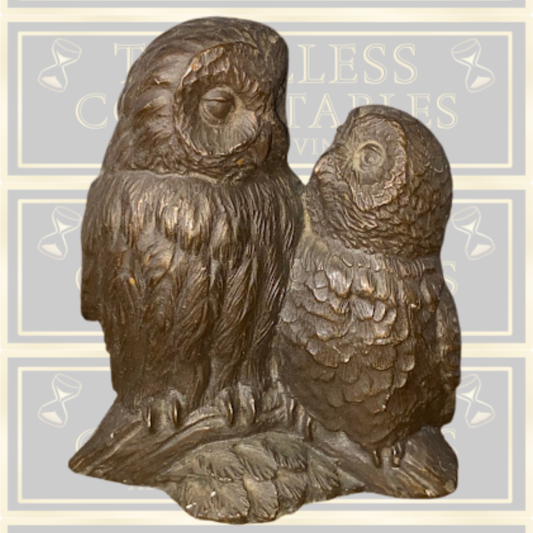 Vintage Menton Manor Cold Cast Bronze Owl & Owlet
