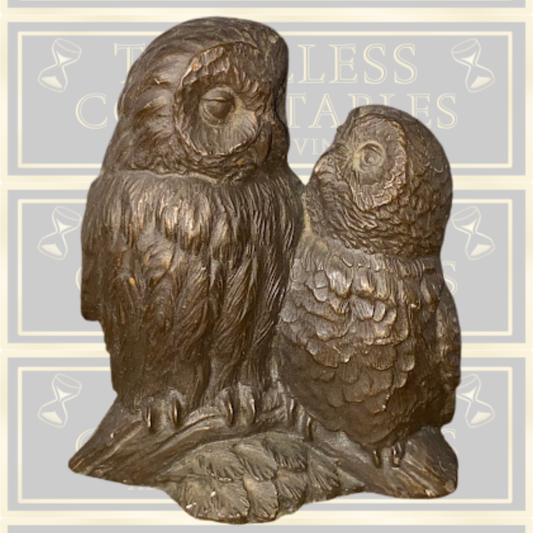 Vintage Menton Manor Cold Cast Bronze Owl & Owlet