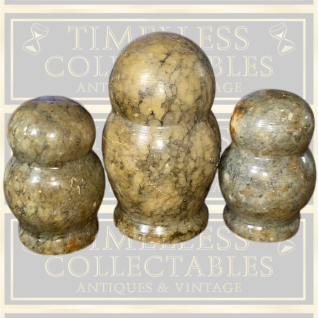 Vintage Italian Hand-Carved Alabaster Owl Trio Figurines