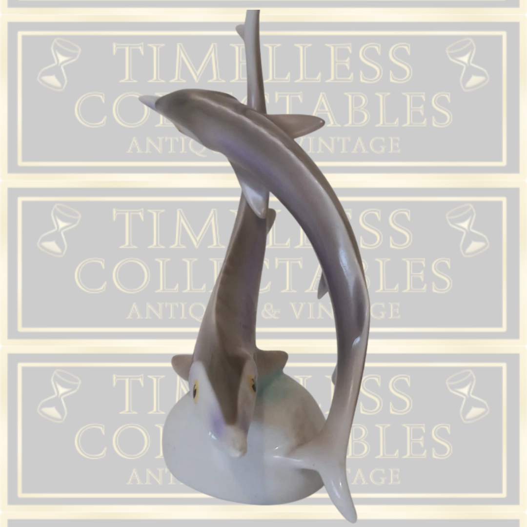 Vintage Hollohaza Porcelain Hungry Surgeon Fish Sculpture Ornament