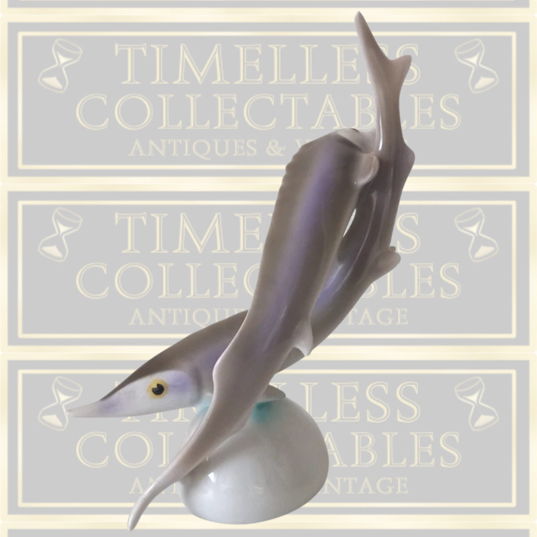 Vintage Hollohaza Porcelain Hungry Surgeon Fish Sculpture Ornament