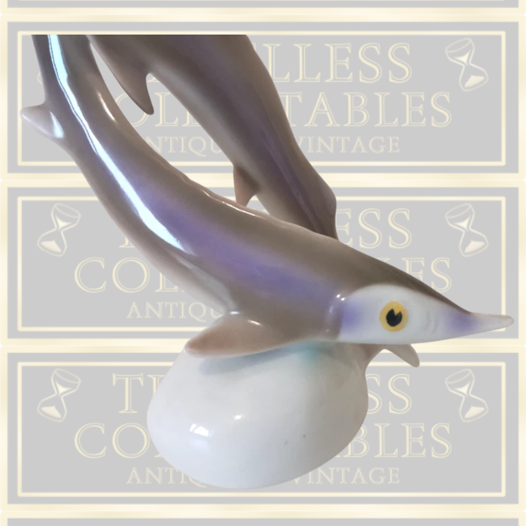 Vintage Hollohaza Porcelain Hungry Surgeon Fish Sculpture Ornament
