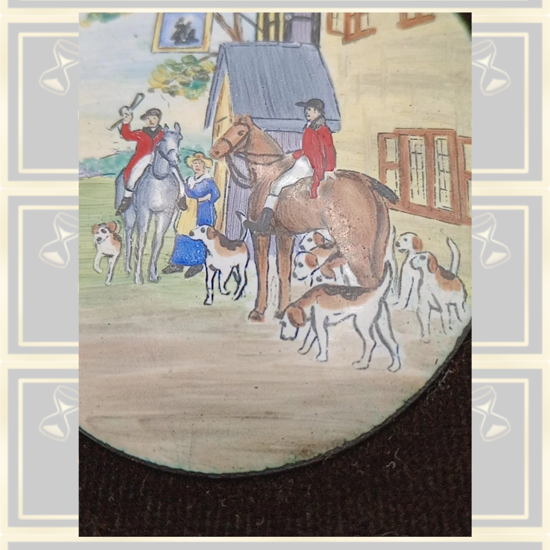 Vintage Miniature Hand Painted Enameled Oval Painting