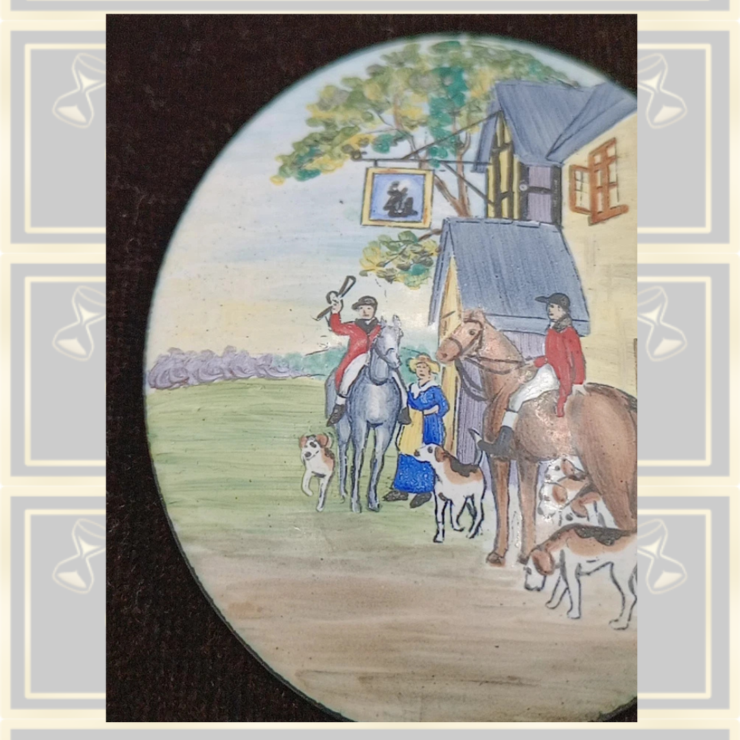 Vintage Miniature Hand Painted Enameled Oval Painting