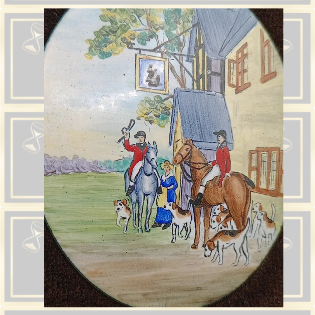 Vintage Miniature Hand Painted Enameled Oval Painting