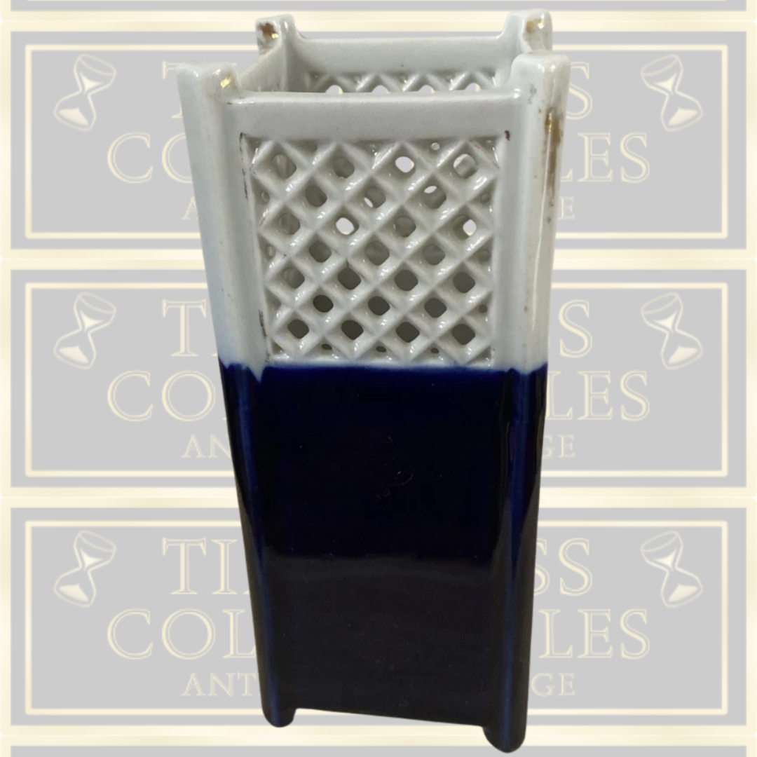 Antique Royal Vienna Blue Hand Painted Lattice Vase