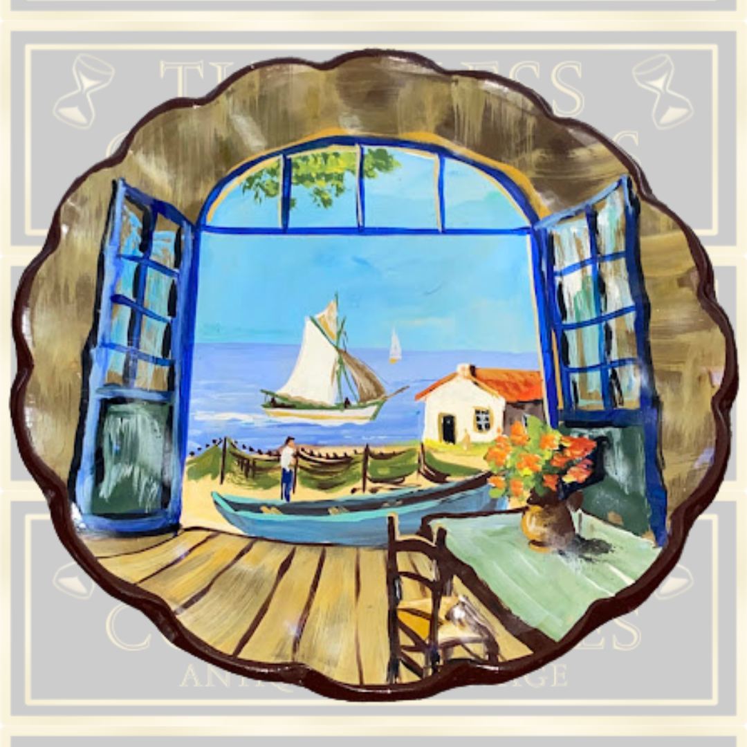 Vintage Hand Painted Majolica Spanish Scene Plate
