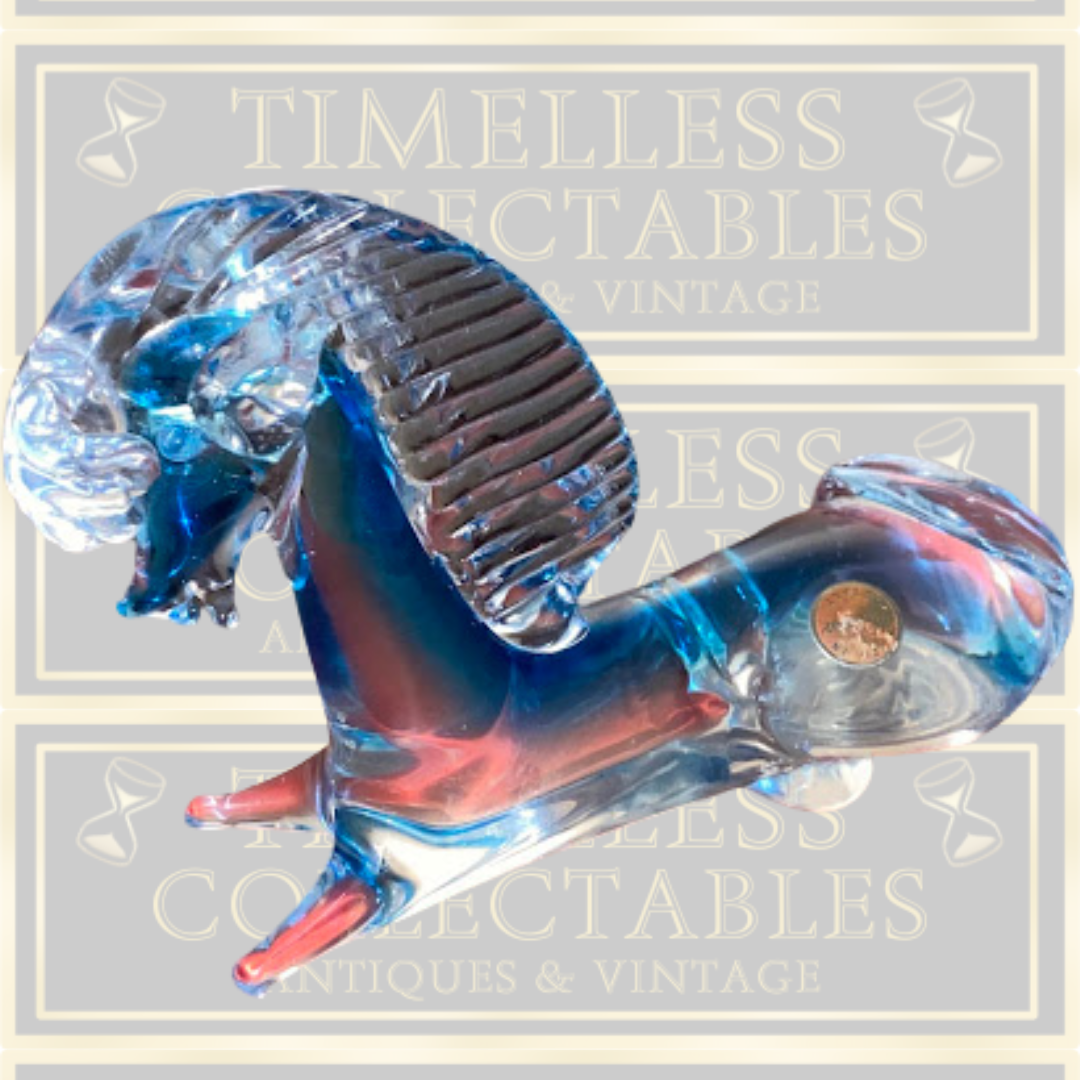 Vintage Murano Blue Glass kneeling Horse Sculpture