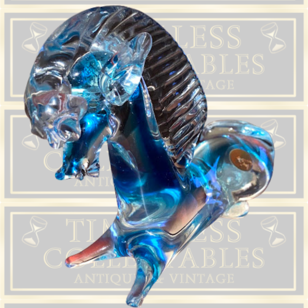 Vintage Murano Blue Glass kneeling Horse Sculpture
