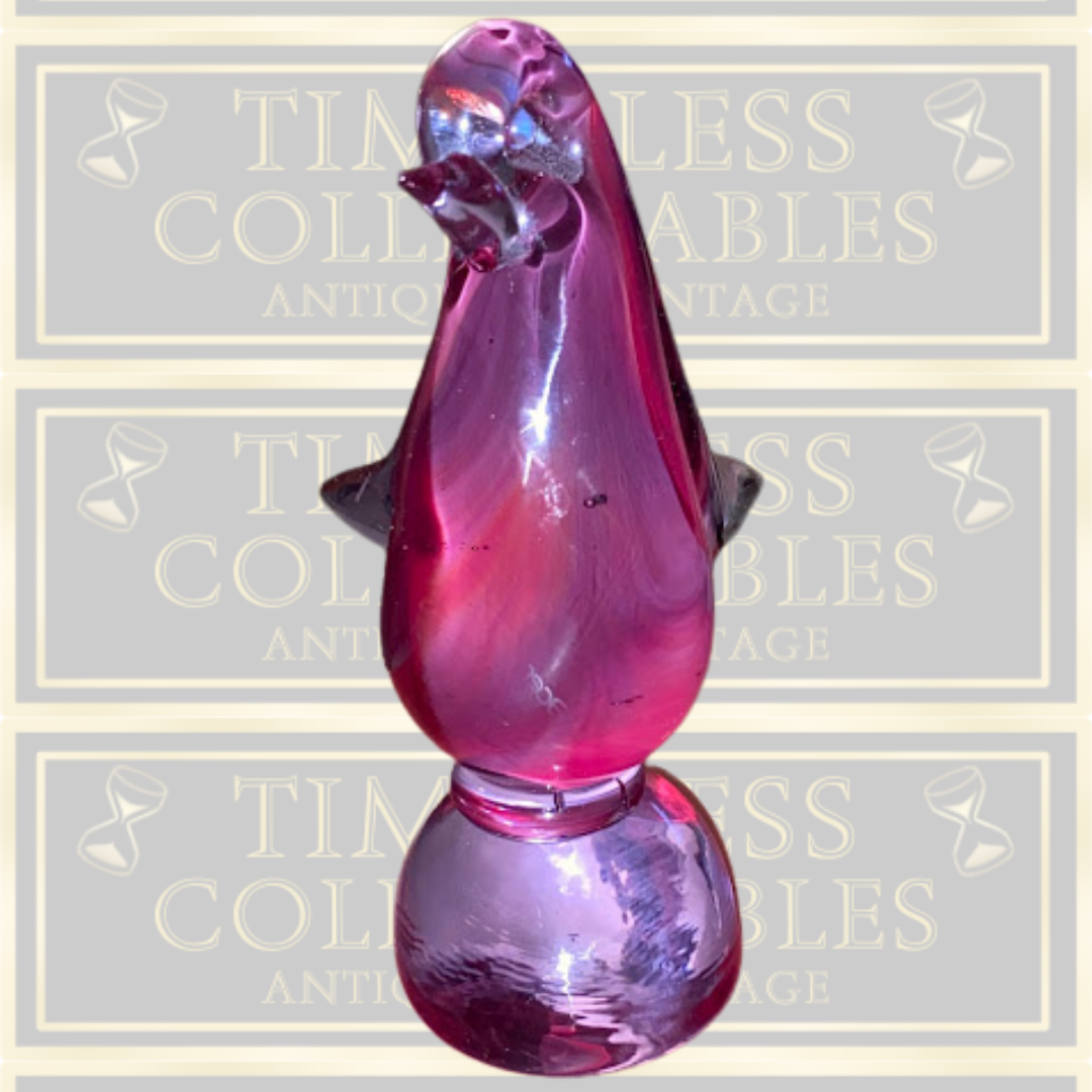 Vintage Hand Blown Plum Colour Glass Dove