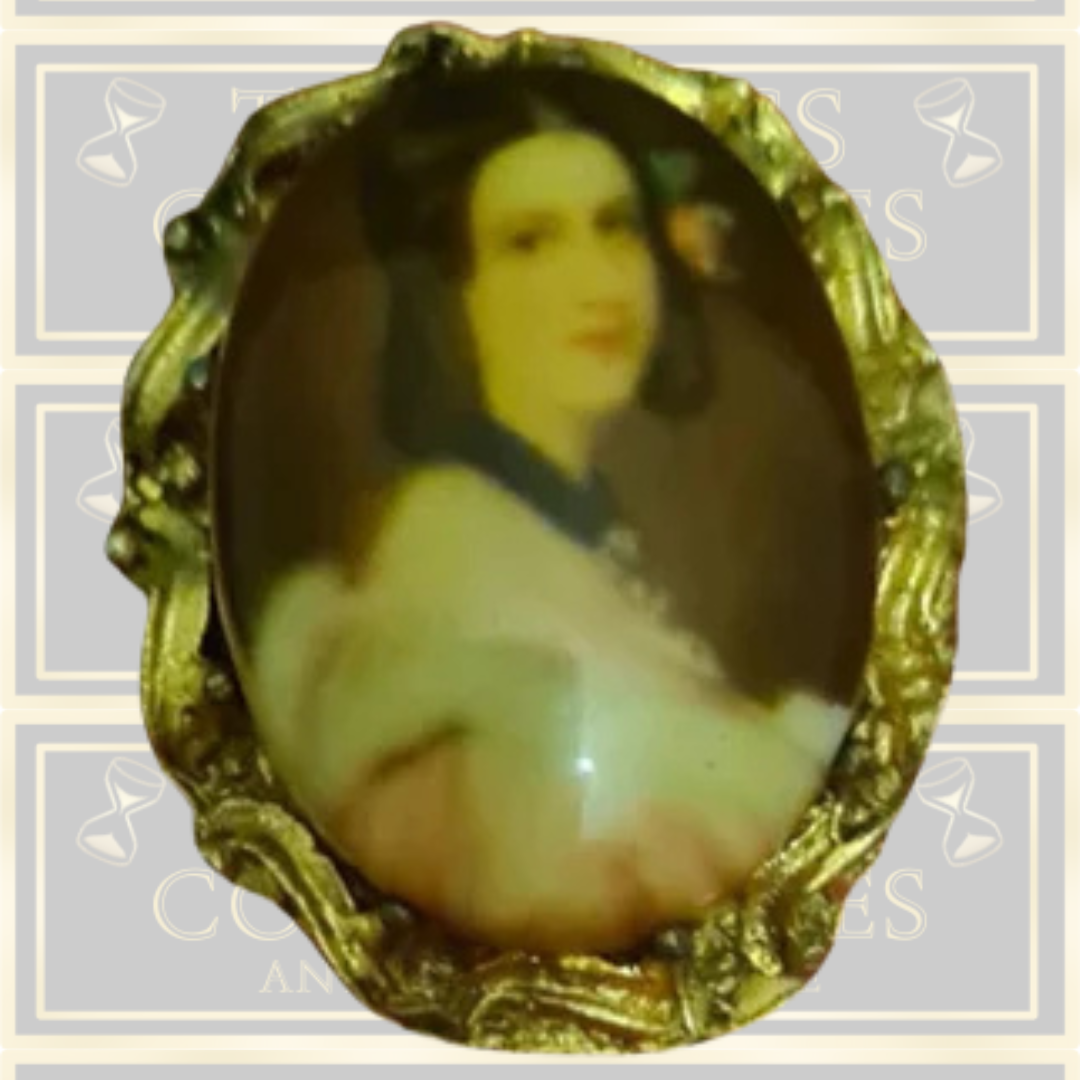 Vintage Enamel Painted Ceramic Brooch