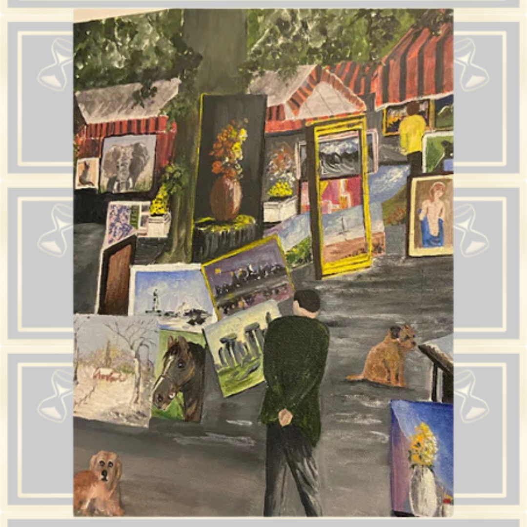 Unframed Beautiful Painted Art Market Scene