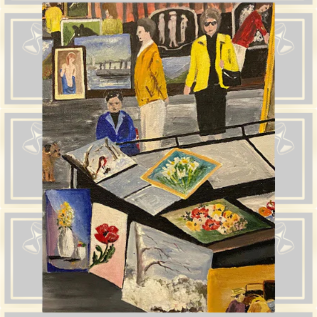 Unframed Beautiful Painted Art Market Scene