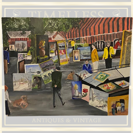 Unframed Beautiful Painted Art Market Scene