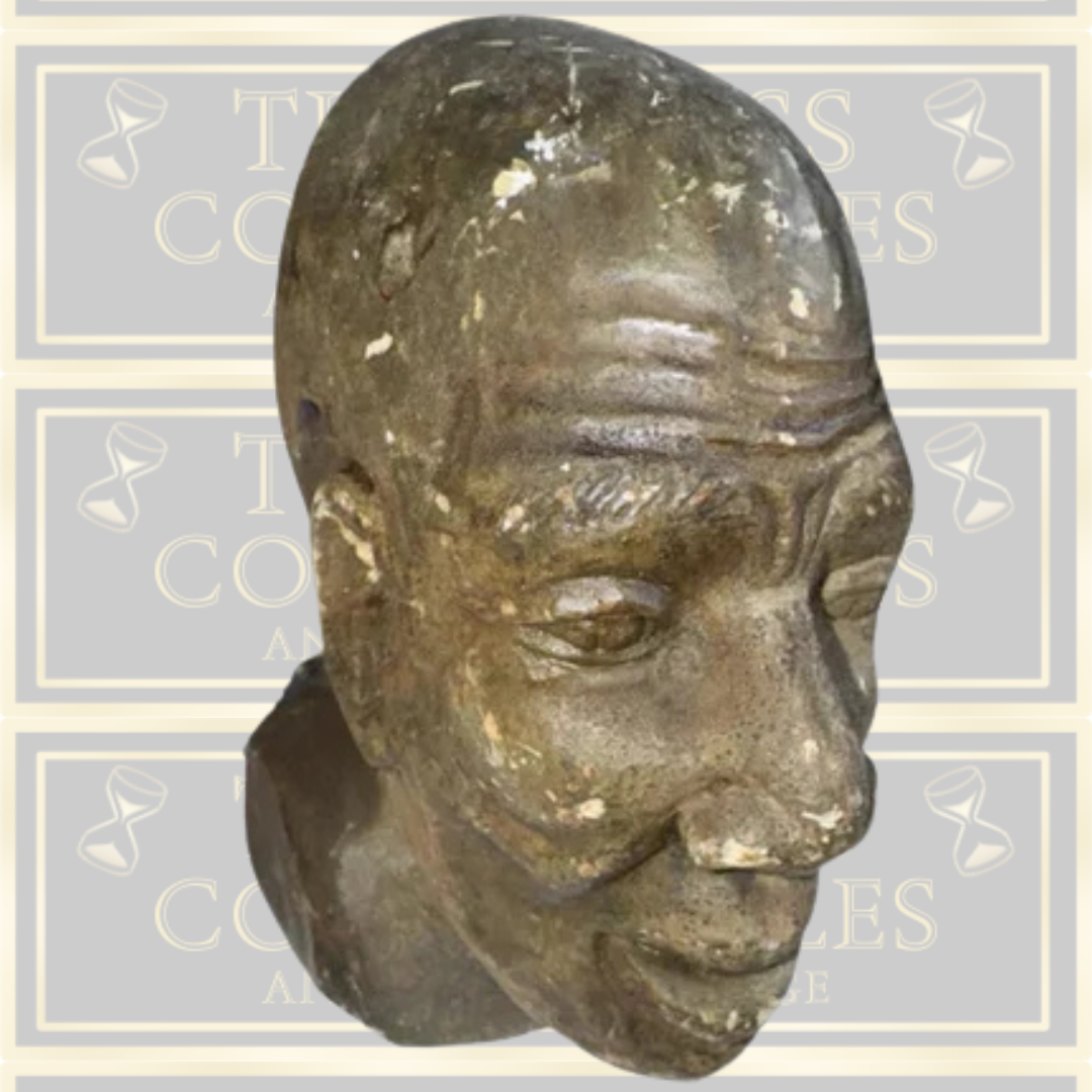 Antique Carved African Stone Head Bust