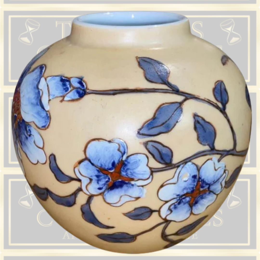 Vintage Chinese Porcelain Floral Design Ginger Jar Stamped