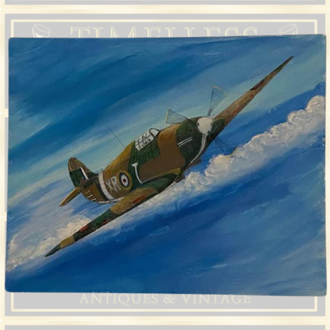 Fantastic Pair WW2 Military Aviation Art Painting Hurricane/Spitfire
