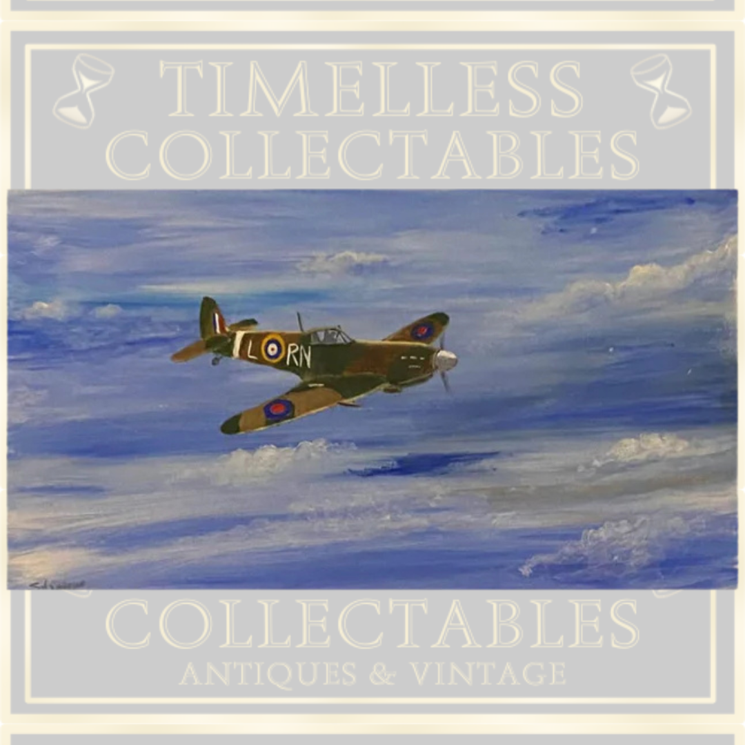 Fantastic Pair WW2 Military Aviation Art Painting Hurricane/Spitfire