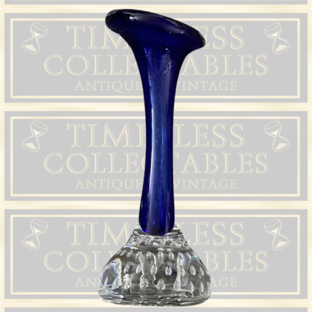 Pair Of Vintage Swedish Hand Blown Art Glass Tulip Vase