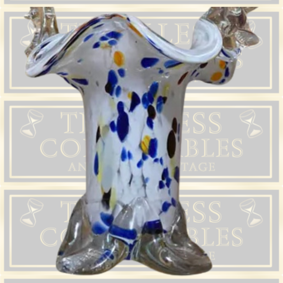 Vintage Hand Blown Murano Glass Basket/Posy Vase