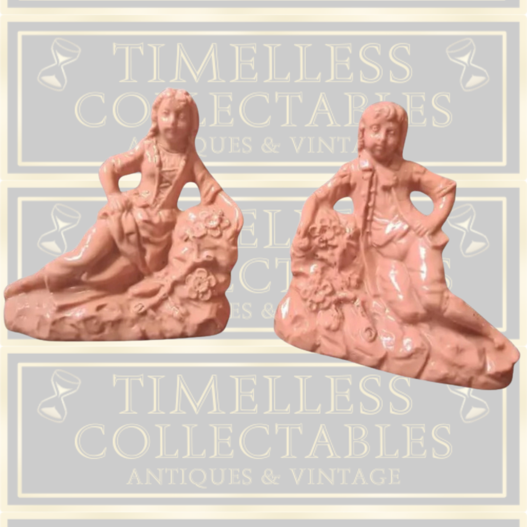 Antique 1880s Germany Colonial Pink Porcelain Figurines