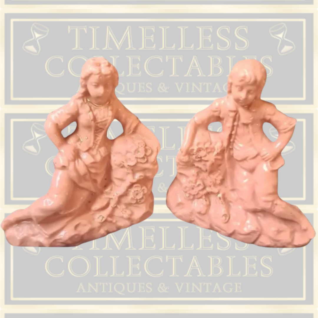 Antique 1880s Germany Colonial Pink Porcelain Figurines