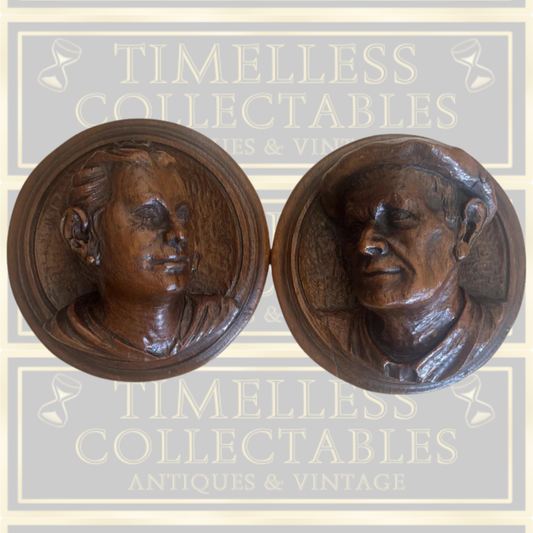 Two Hand Carved Antique French Oak Plaques