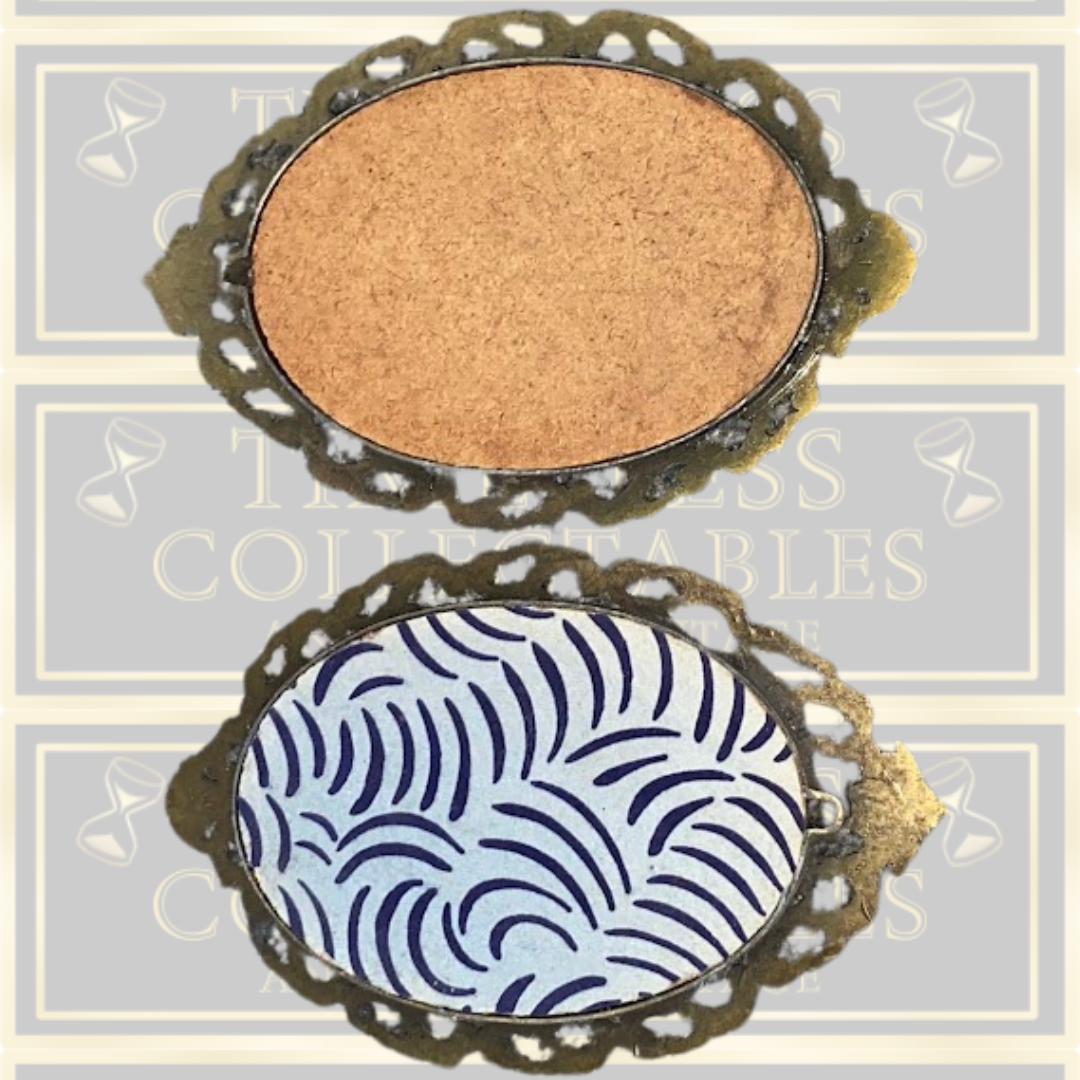 Antique Pair Italian Brass Ornate Oval Picture Frames