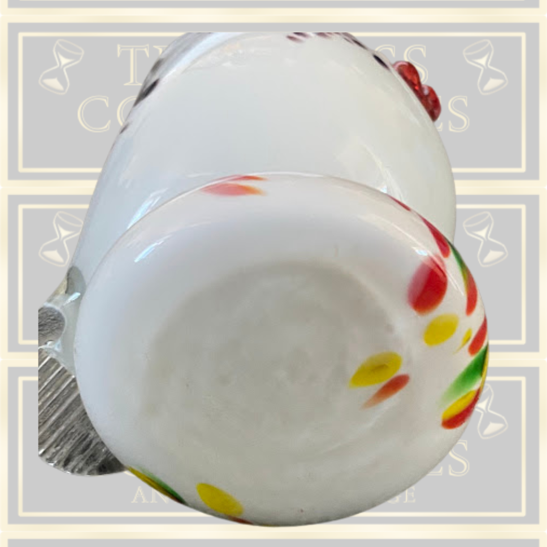 Vintage Glass Owl Wavy Rim Applied Glass Features