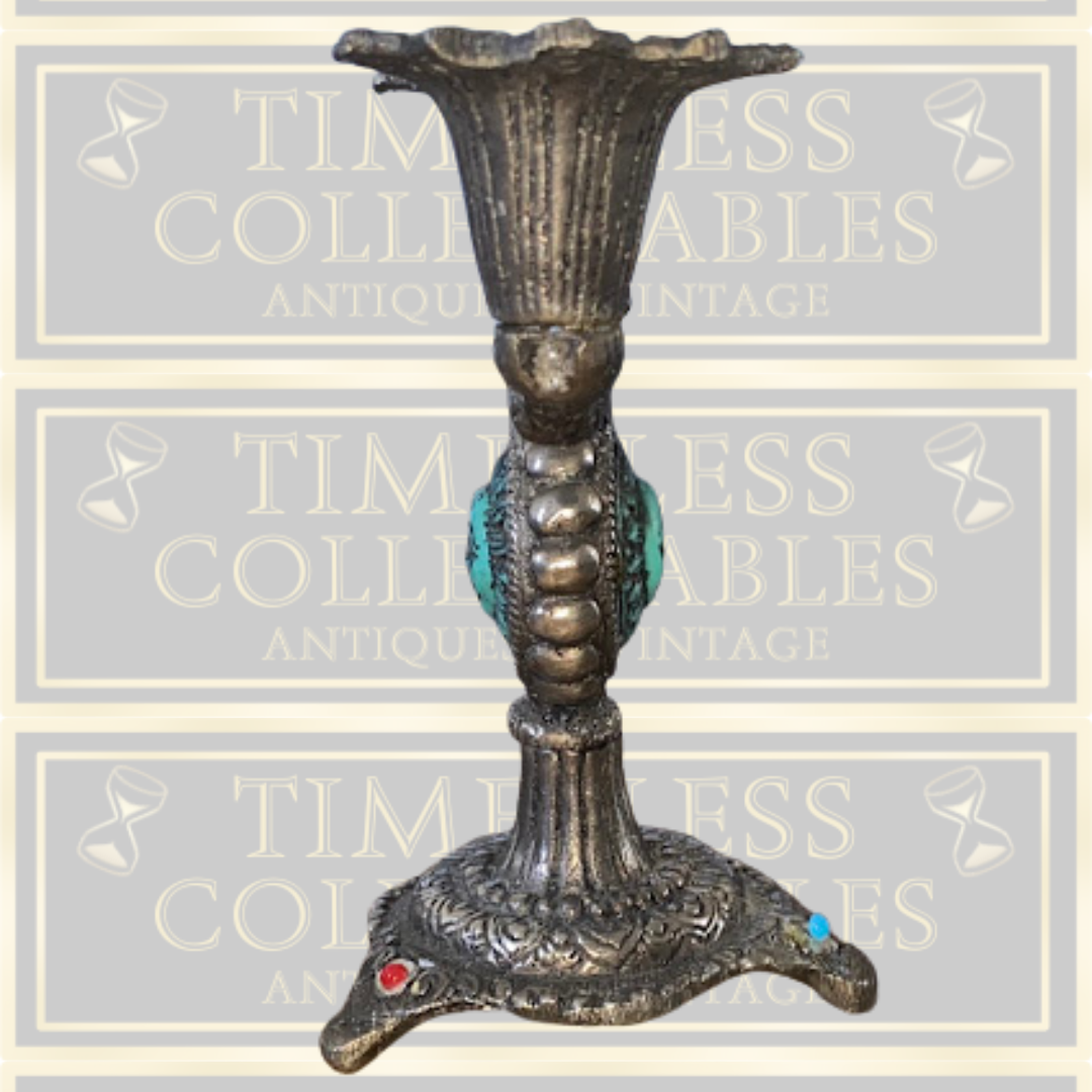 Vintage Two Arm Sun God Metal Candelabra