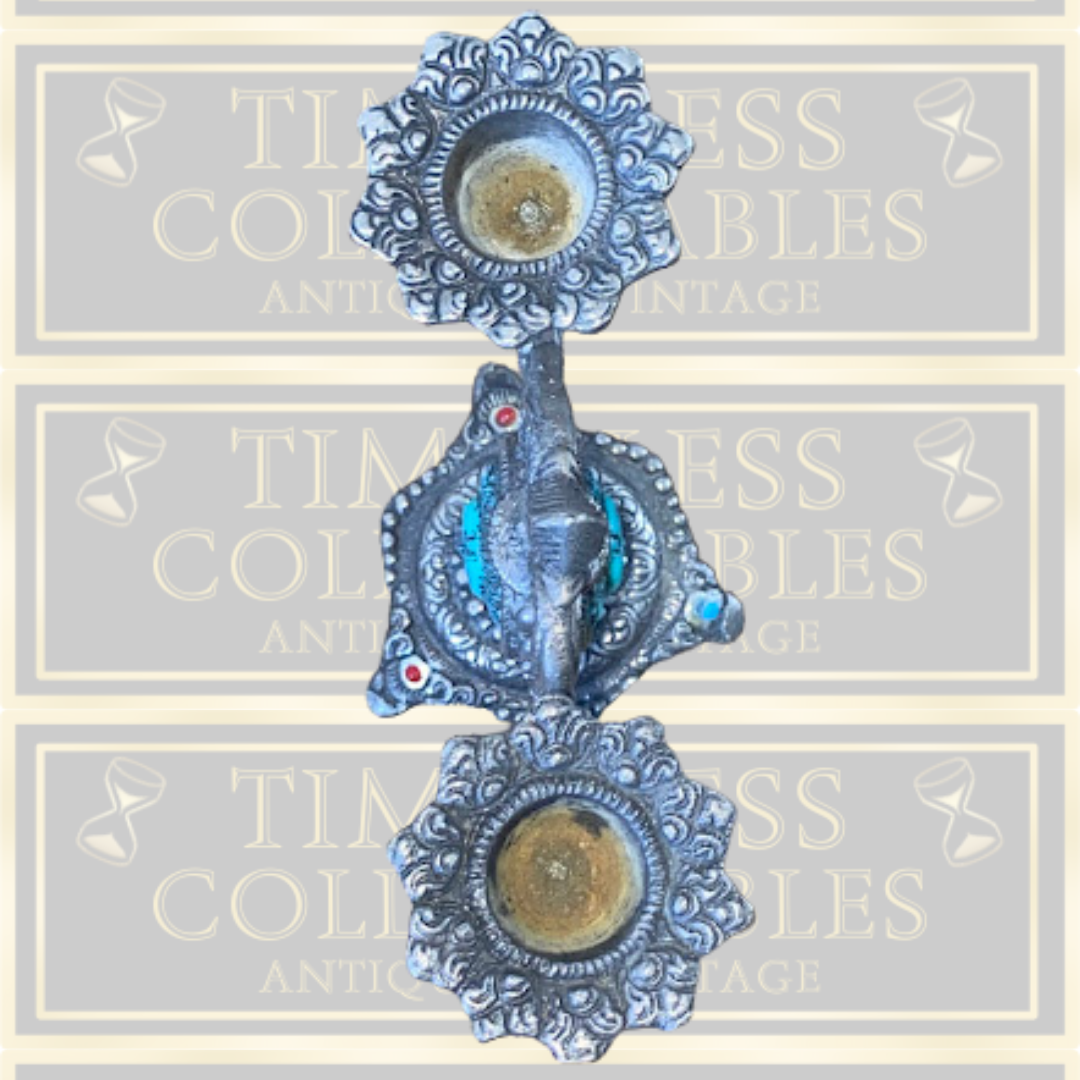 Vintage Two Arm Sun God Metal Candelabra