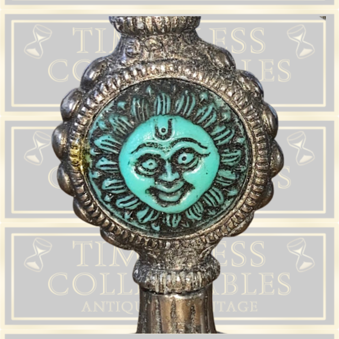 Vintage Two Arm Sun God Metal Candelabra