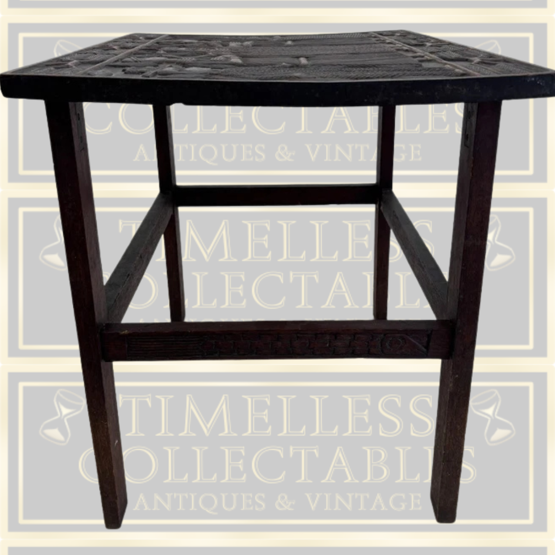 Vintage Hand Carved African Benin Tribal Side Table