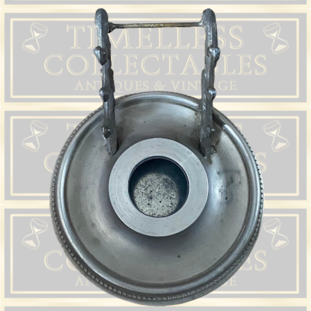 Antique Desk Ink Well Pewter Pen Holder
