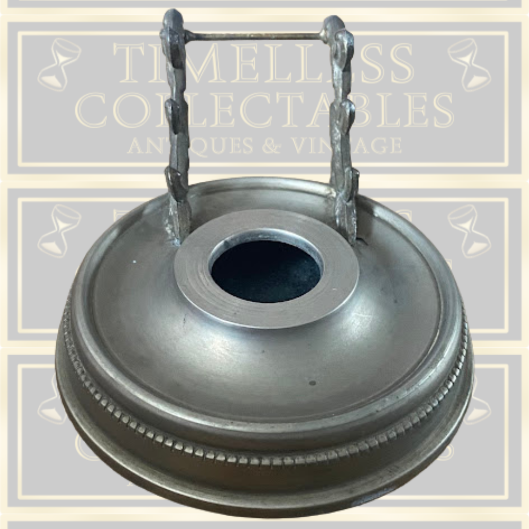 Antique Desk Ink Well Pewter Pen Holder
