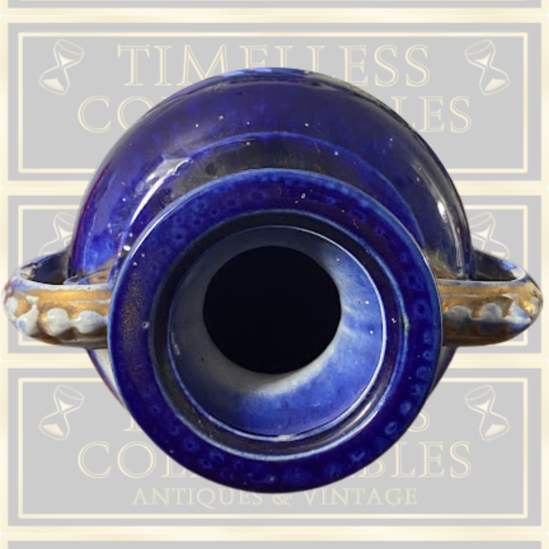 Antique Hand Painted Cobalt Blue Urn Vase