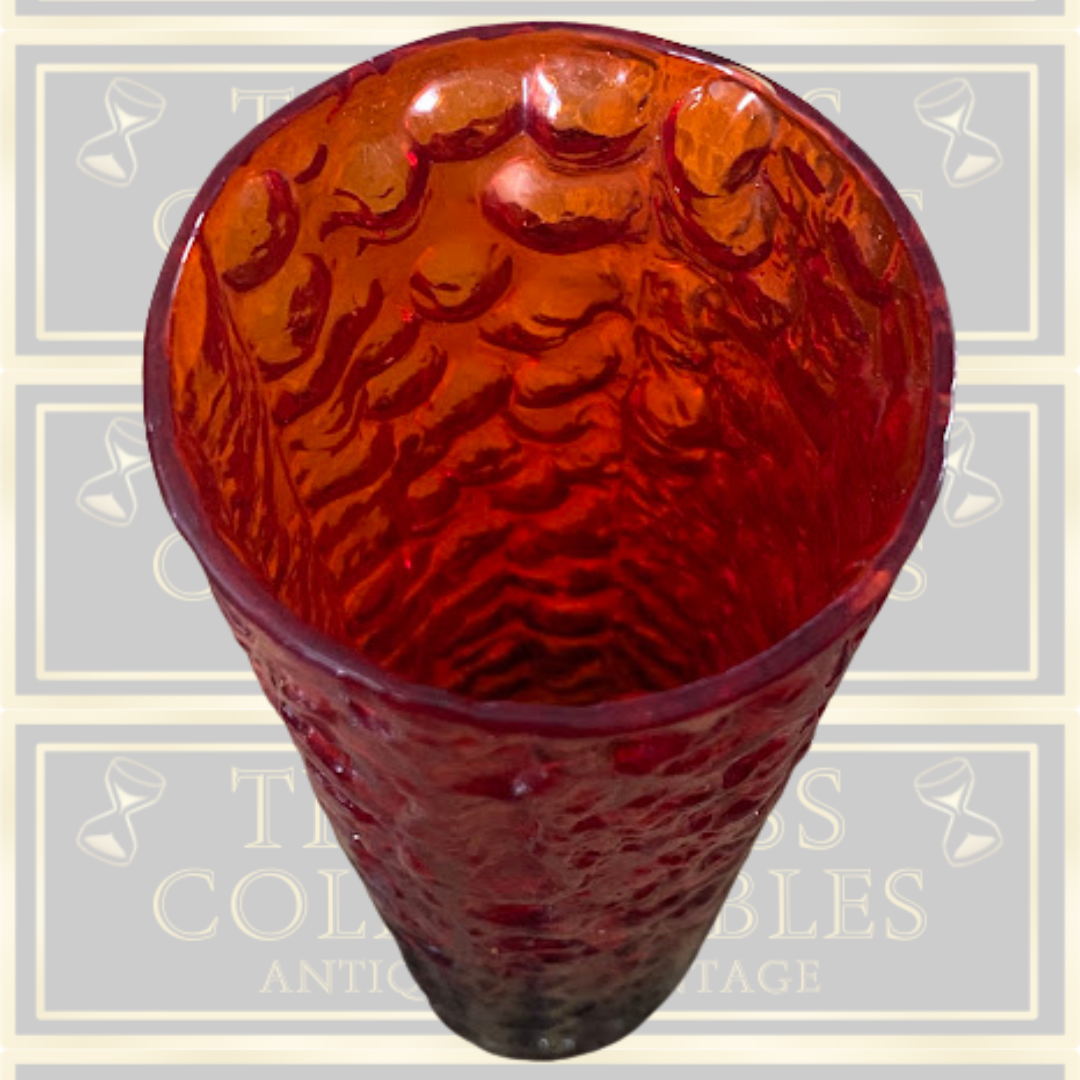 Vintage Whitefriars Ruby Red Bark Vase