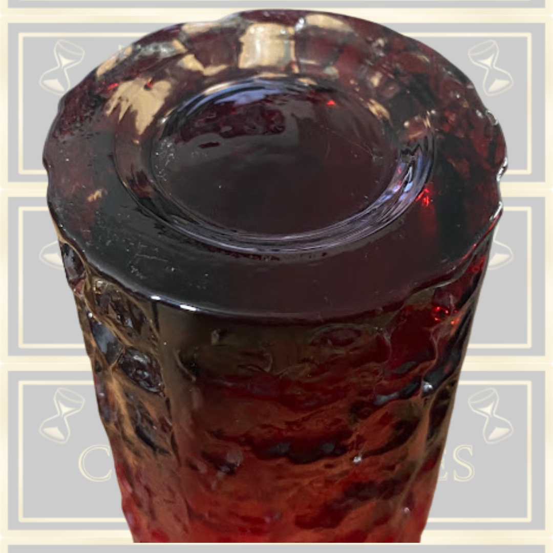 Vintage Whitefriars Ruby Red Bark Vase