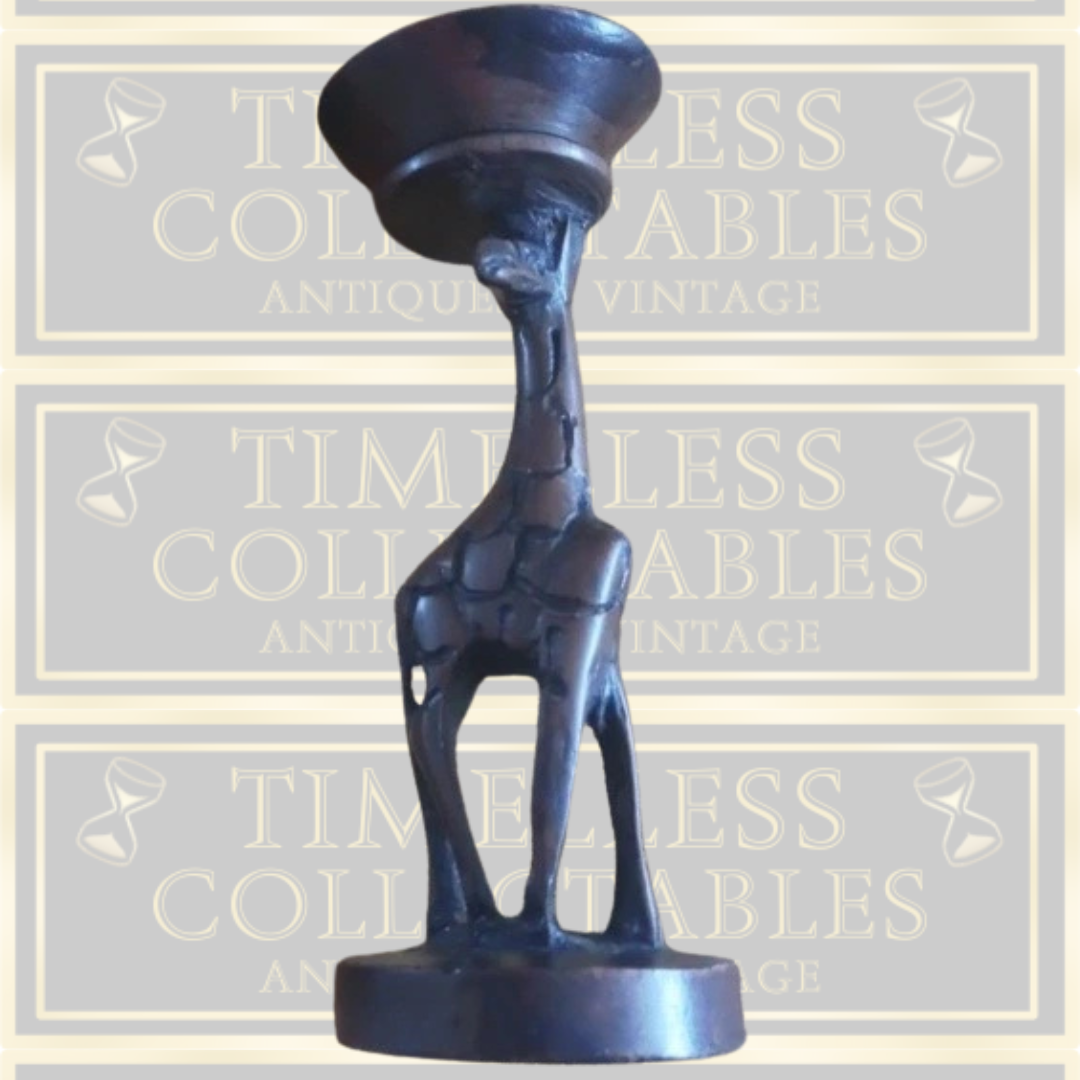 Vintage Pair Hand Carved Giraffe Candle Holders