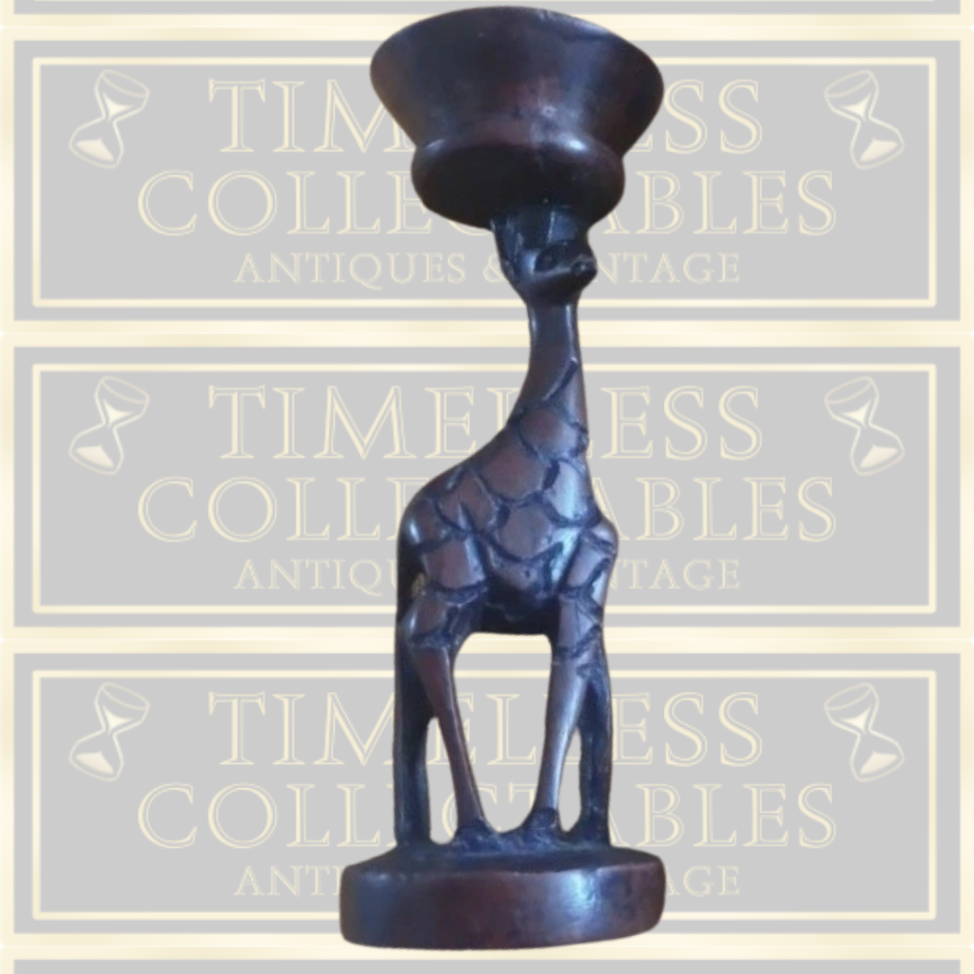 Vintage Pair Hand Carved Giraffe Candle Holders