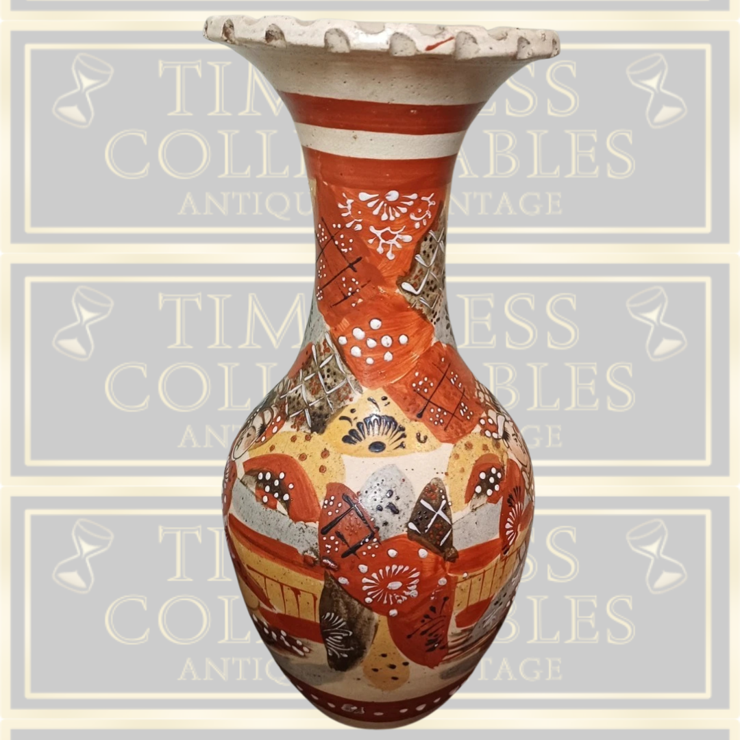 Vintage Japanese Hand-Painted Satsuma Baluster Vase