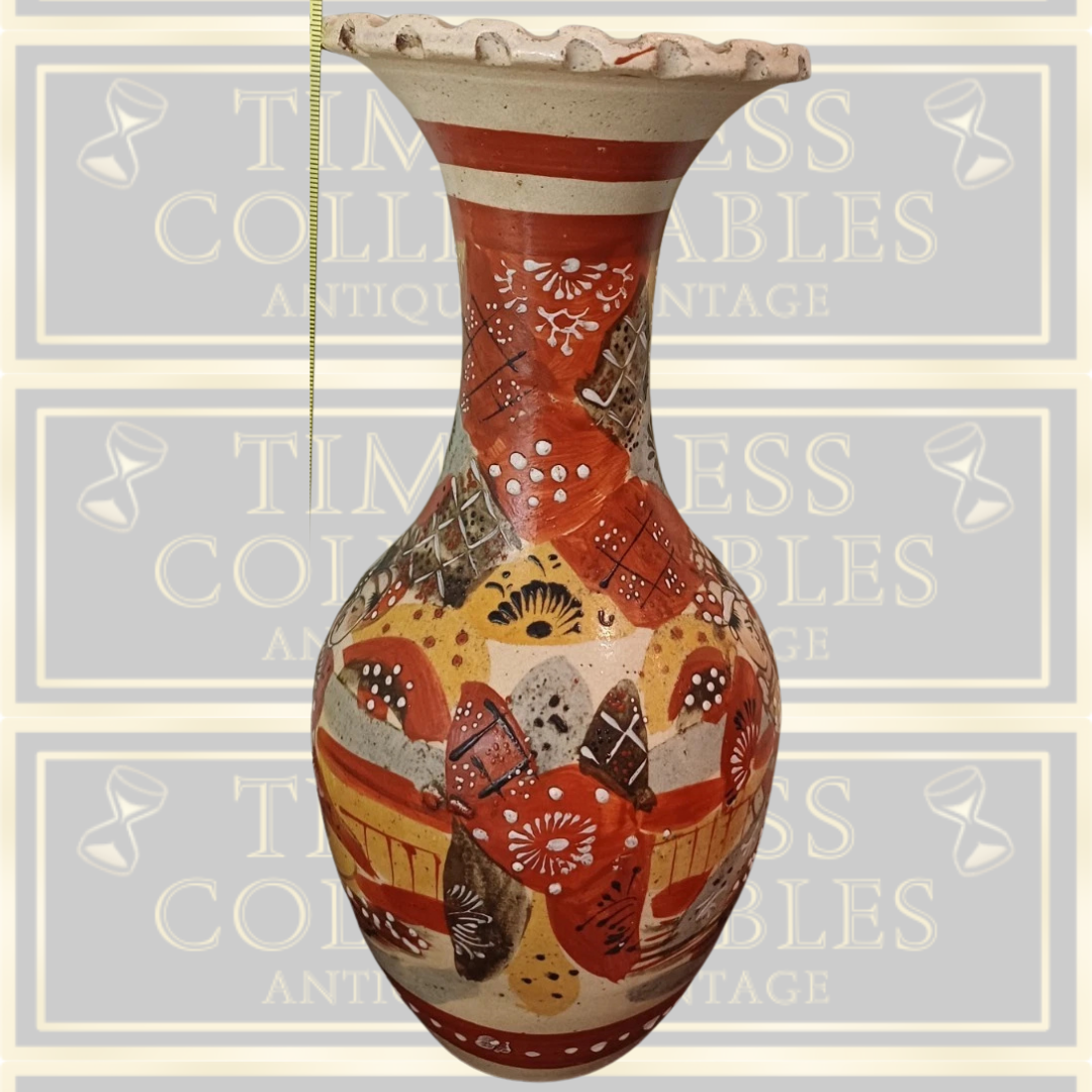 Vintage Japanese Hand-Painted Satsuma Baluster Vase