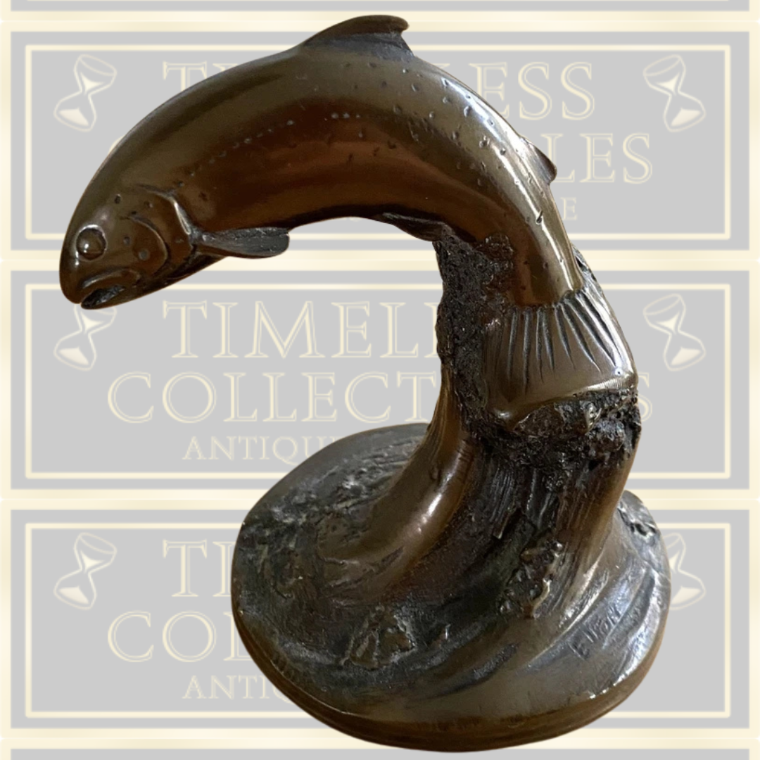 Vintage Brian Elton Limited Edition Cold Cast Bronze Salmon Sculpture