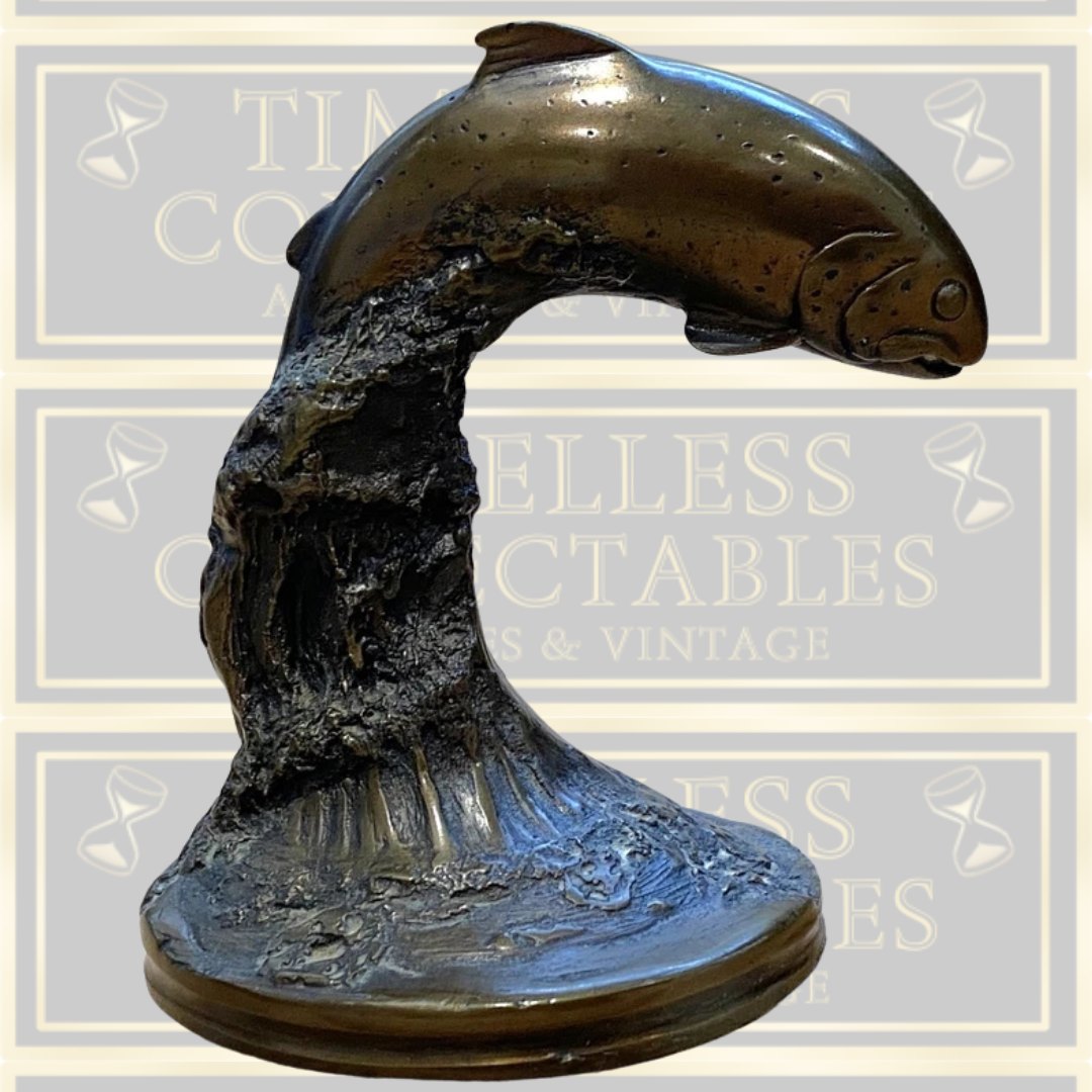 Vintage Brian Elton Limited Edition Cold Cast Bronze Salmon Sculpture