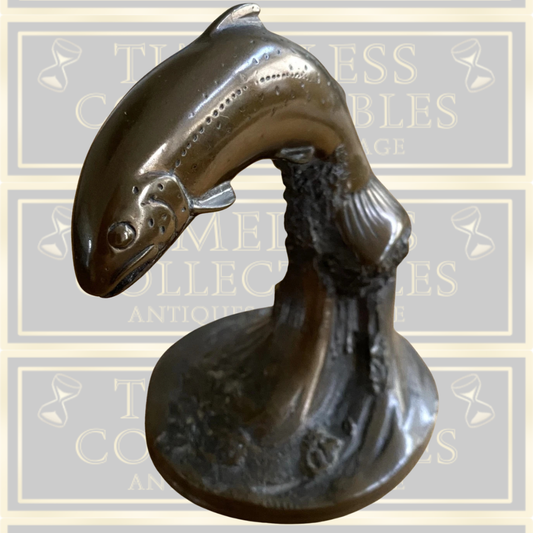 Vintage Brian Elton Limited Edition Cold Cast Bronze Salmon Sculpture